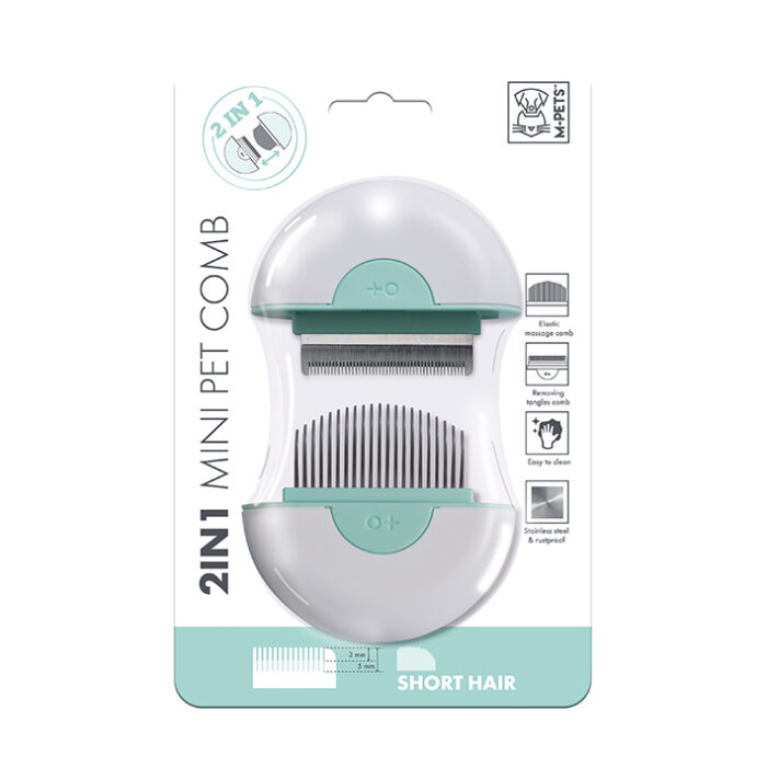 2-in-1 Mini Pet Comb – Short Hair Green