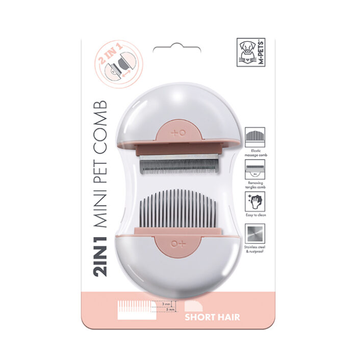 2-in-1 Mini Pet Comb – Short Hair Pink